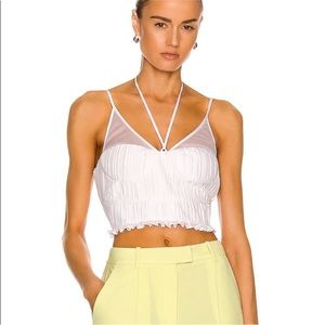 Jonathan Simkhai White Crop Top Mesh Detail Tank